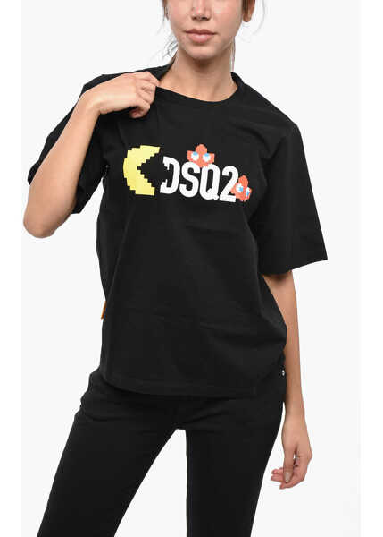 Tricouri DSQUARED2 Pac-Man Printed Easy Fit Crew-Neck T-Shirt Black Femei (BM 19247111) 1