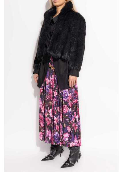 Paltoane Balenciaga Wet-Effect Eco-Fur Coat Black Femei (BM 19247129) 2