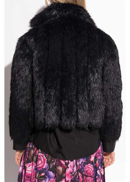 Paltoane Balenciaga Wet-Effect Eco-Fur Coat Black Femei (BM 19247129) 4