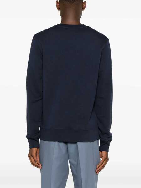 Bluze de trening MAISON KITSUN Printed Brushed Cotton Crew-Neck Sweatshirt Blue Barbati (BM 19247141) 4
