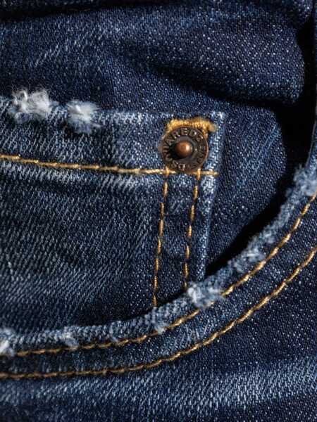 Blugi drepti DSQUARED2 Straight Leg Skater Jeans With Logoed Leather Patch 17Cm Blue Barbati (BM 19247258) 5