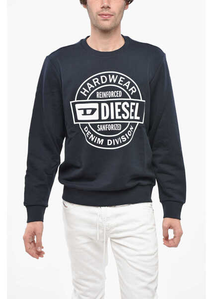 Bluze de trening Diesel Crew Neck Hard Wear Sweatshirt With Front Print Blue Barbati (BM 19247261) 1