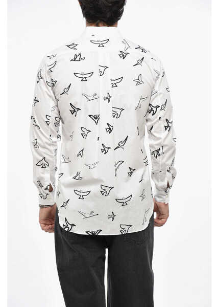 Camasi casual Comme des Garons Black Printed Shirt With Inside-Out Inserts White Barbati (BM 19247264) 2