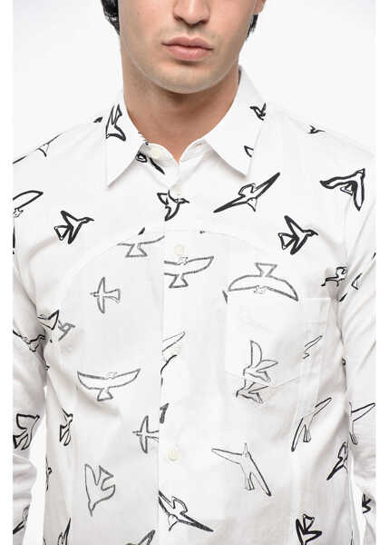 Camasi casual Comme des Garons Black Printed Shirt With Inside-Out Inserts White Barbati (BM 19247264) 3