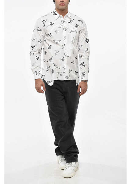 Camasi casual Comme des Garons Black Printed Shirt With Inside-Out Inserts White Barbati (BM 19247264) 4