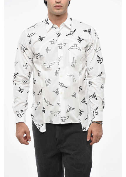 Camasi casual Comme des Garons Black Printed Shirt With Inside-Out Inserts White Barbati (BM 19247264) 1