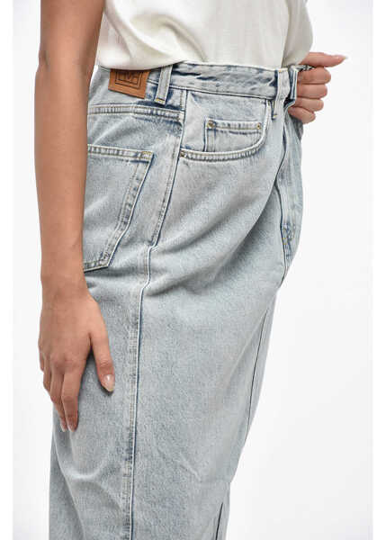 Fuste casual TOTME Denim Midi Skirt With Logo Button Blue Femei (BM 19247267) 2