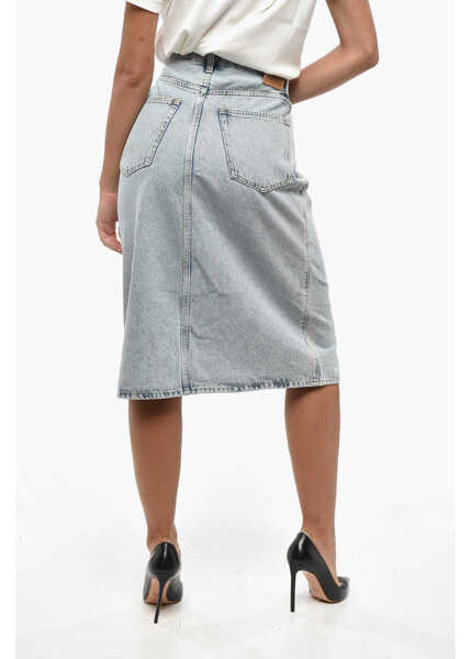 Fuste casual TOTME Denim Midi Skirt With Logo Button Blue Femei (BM 19247267) 3