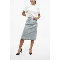 Fuste TOTEME Dama - Fuste casual TOTEME TOTME Denim Midi Skirt With Logo Button Blue Femei (BM 19247267) - B-mall.ro