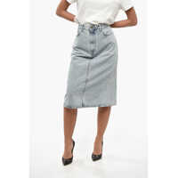 Fuste casual TOTÊME Denim Midi Skirt With Logo Button Femei