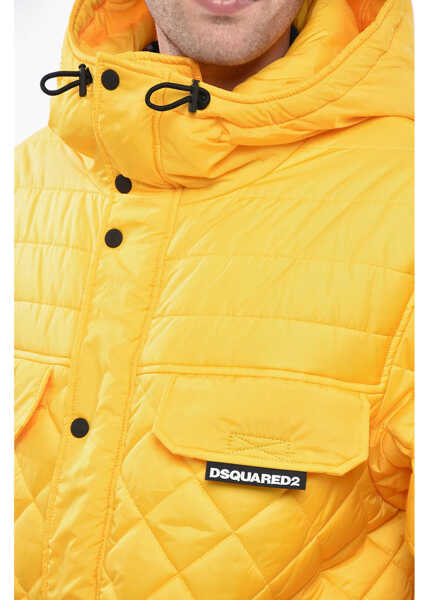 Geci Parka DSQUARED2 Quilted Padded Utility Maxi Jacket Yellow Barbati (BM 19247276) 3