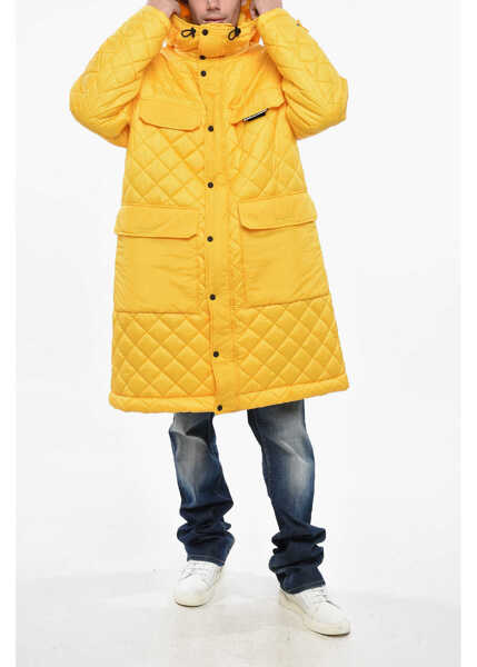 Geci Parka DSQUARED2 Quilted Padded Utility Maxi Jacket Yellow Barbati (BM 19247276) 4