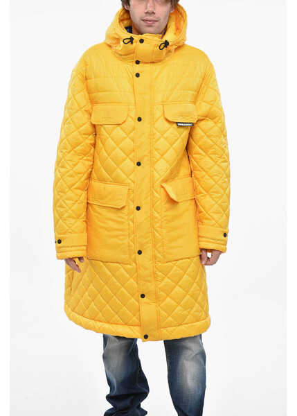Geci Parka DSQUARED2 Quilted Padded Utility Maxi Jacket Yellow Barbati (BM 19247276) 1