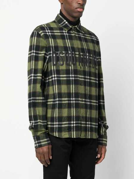 Camasi casual DSQUARED2 Checked Overshirt With Embossed Logo Brown Barbati (BM 19247282) 3