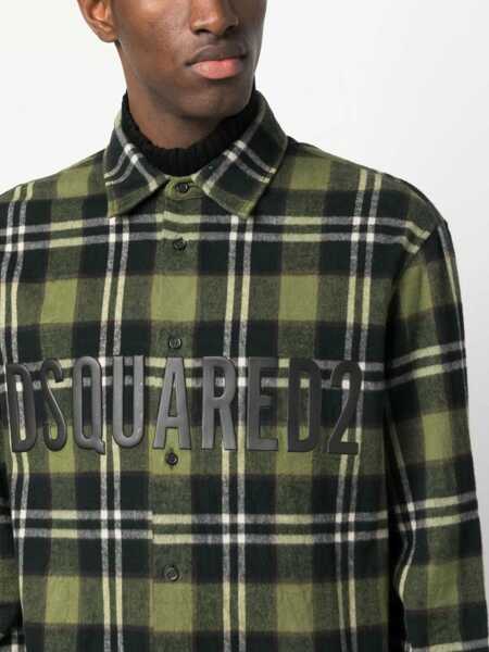 Camasi casual DSQUARED2 Checked Overshirt With Embossed Logo Brown Barbati (BM 19247282) 5