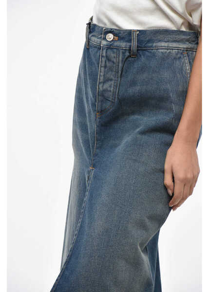 Fuste casual Balenciaga Denim Longuette With Belt Loops And Front Split Light Blue Femei (BM 19247285) 2