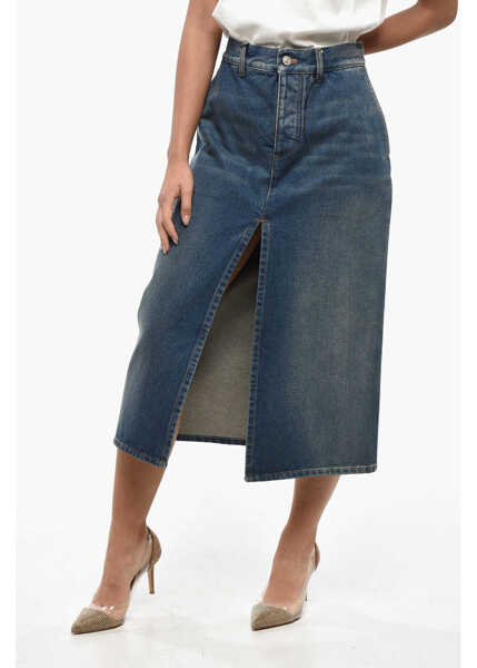 Fuste casual Balenciaga Denim Longuette With Belt Loops And Front Split Light Blue Femei (BM 19247285) 1