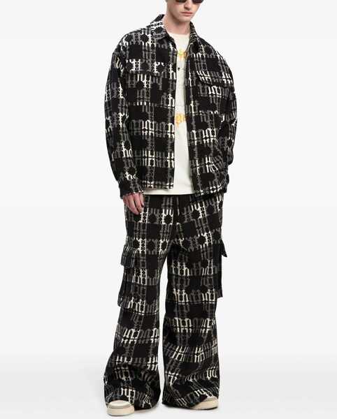 Jachete Palm Angels Two-Tone Overshirt With Double Breast Pocket Black & White Barbati (BM 19247294) 2