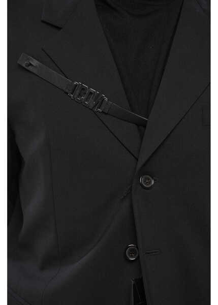 Sacouri DSQUARED2 Icon Virgin Wool Work Blazer With Metal Detail Black Barbati (BM 19247297) 4
