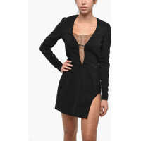 Rochii scurte Dama - Rochii scurte DSQUARED2 Icon Long Sleeved Mini Dress With See-Through Detail Black Femei (BM 19247300) - B-mall.ro