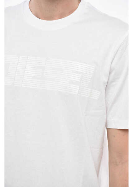 Tricouri Diesel Crew Neck Cotton T-Shirt With Ton Sur Ton Logo White Barbati (BM 19247309) 3