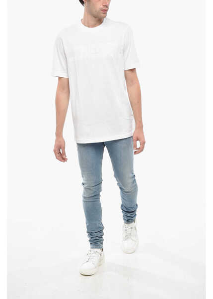 Tricouri Diesel Crew Neck Cotton T-Shirt With Ton Sur Ton Logo White Barbati (BM 19247309) 4