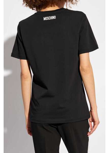 Tricouri Moschino Couture Contrasting Printed Crew-Neck T-Shirt Black Femei (BM 19247312) 4