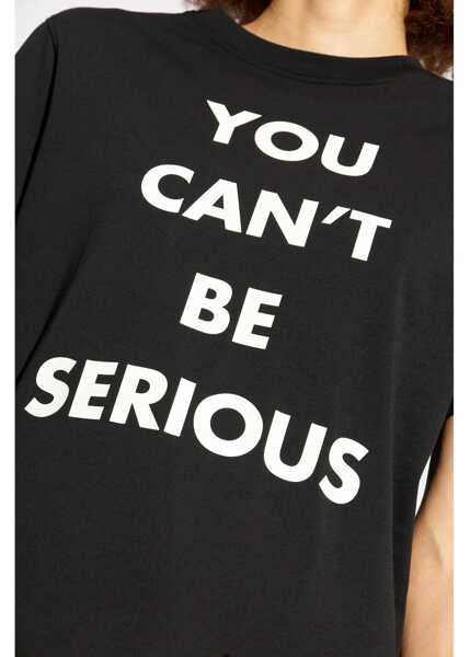 Tricouri Moschino Couture Contrasting Printed Crew-Neck T-Shirt Black Femei (BM 19247312) 5