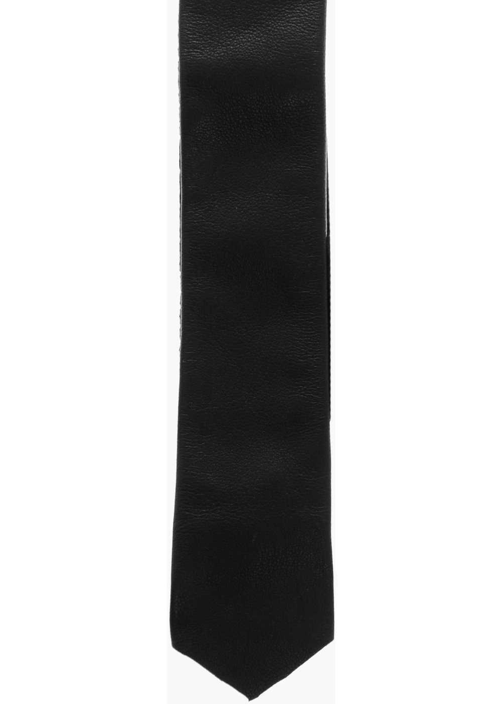 Cravate Raf Simons Solid Color Leather Tie Black Barbati (BM 19247318) 2