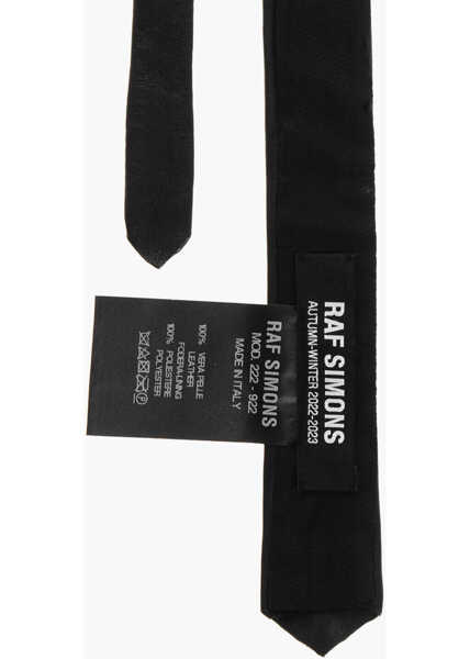 Cravate Raf Simons Solid Color Leather Tie Black Barbati (BM 19247318) 3