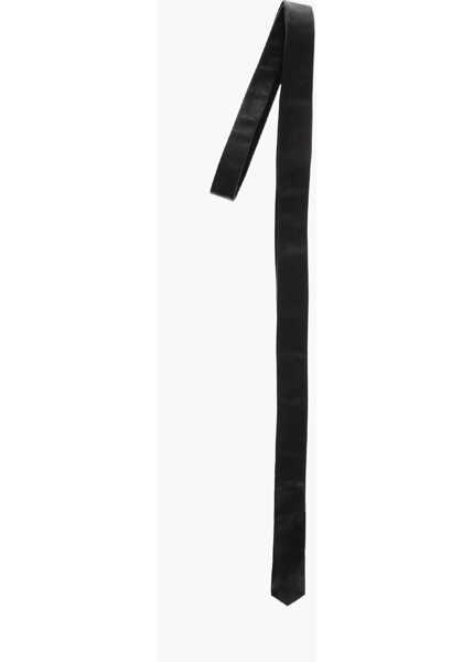 Cravate Raf Simons Solid Color Leather Tie Black Barbati (BM 19247318) 1