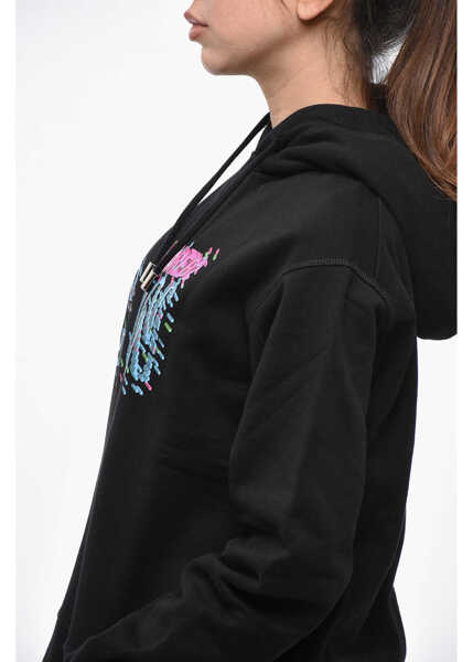 Bluze de trening DSQUARED2 Icon Fleeced-Cotton Cool Fit Hoodie With Print Black Femei (BM 19247321) 2