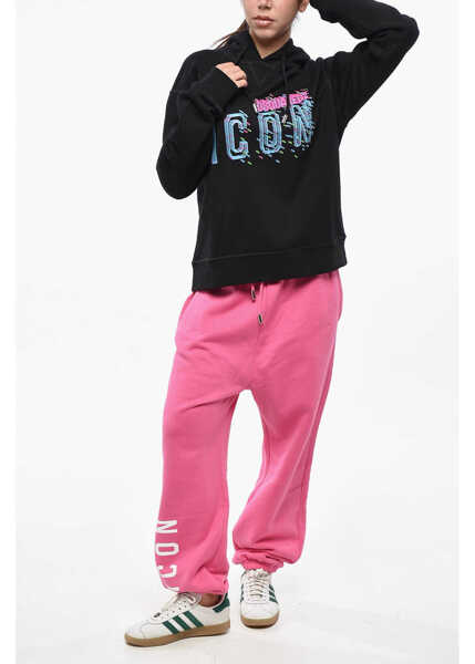 Bluze de trening DSQUARED2 Icon Fleeced-Cotton Cool Fit Hoodie With Print Black Femei (BM 19247321) 4