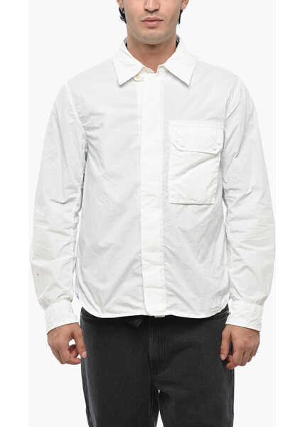 Jachete TEN C Solid Color Overshirt With Hidden Closure And Breast Pocket White Barbati (BM 19247324) 1