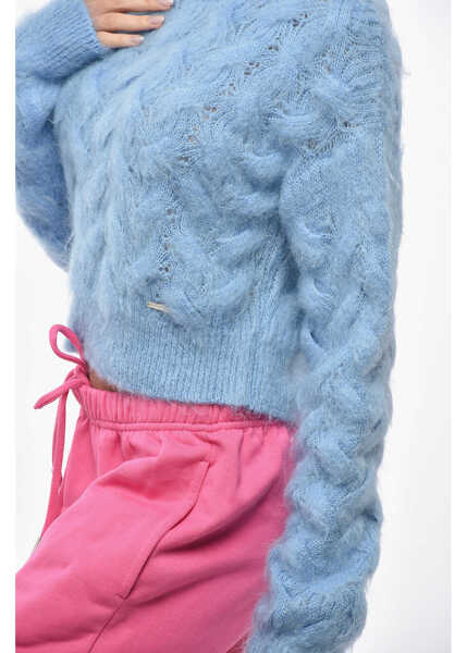 Pulovere DSQUARED2 Cable Knitted Cropped Crew-Neck Sweater Blue Femei (BM 19247327) 2