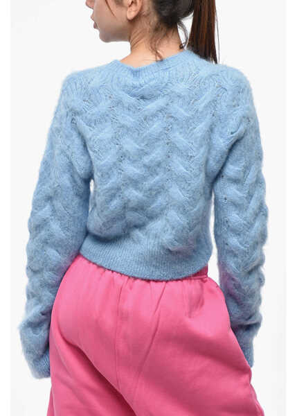 Pulovere DSQUARED2 Cable Knitted Cropped Crew-Neck Sweater Blue Femei (BM 19247327) 3