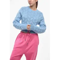 Pulovere Cable Knitted Cropped Crew-Neck Sweater Femei