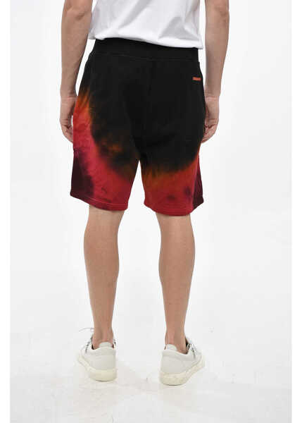 Pantaloni scurti DSQUARED2 Fleeced Cotton D2 Flame Shorts With Elastic Waistband Black Barbati (BM 19247330) 2