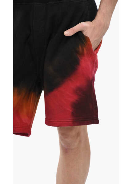 Pantaloni scurti DSQUARED2 Fleeced Cotton D2 Flame Shorts With Elastic Waistband Black Barbati (BM 19247330) 3