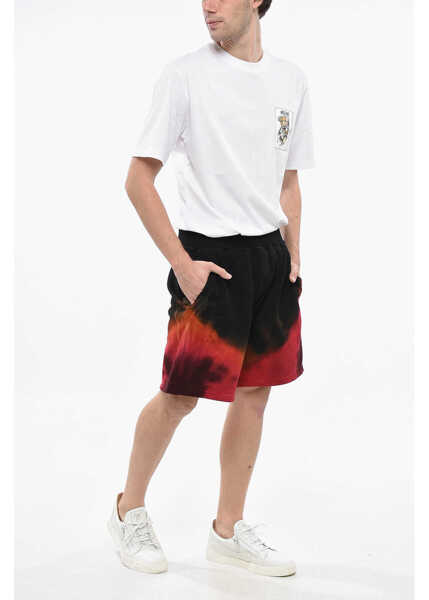 Pantaloni scurti DSQUARED2 Fleeced Cotton D2 Flame Shorts With Elastic Waistband Black Barbati (BM 19247330) 4
