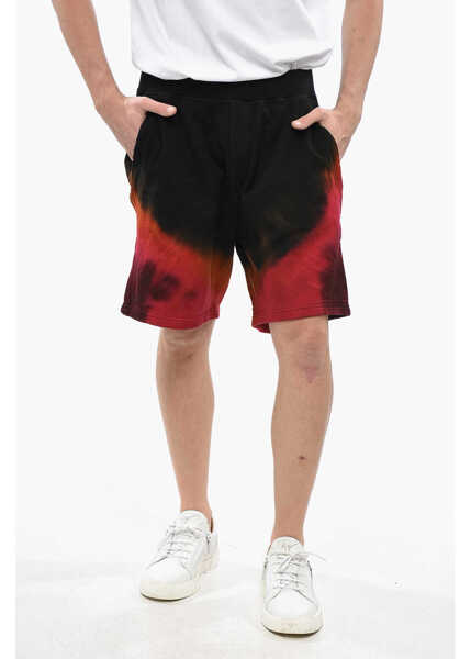 Pantaloni scurti DSQUARED2 Fleeced Cotton D2 Flame Shorts With Elastic Waistband Black Barbati (BM 19247330) 1