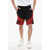 DSQUARED2 Fleeced Cotton D2 Flame Shorts With Elastic Waistband Black
