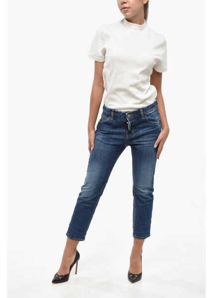 Blugi skinny DSQUARED2 Olop Delav Cool Girl Fit Denims 16Cm Blue Femei (BM 19247345) 4