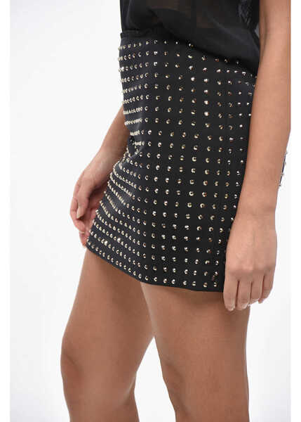 Fuste scurte Max Mara Sportmax All-Over Rhinestoned Iacopo Miniskirt Black Femei (BM 19247351) 2
