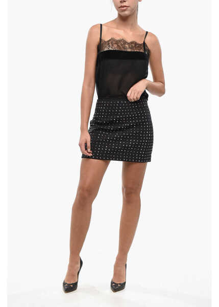 Fuste scurte Max Mara Sportmax All-Over Rhinestoned Iacopo Miniskirt Black Femei (BM 19247351) 4