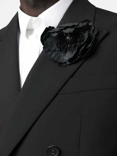 Sacouri DSQUARED2 Virgin Wool Raw Cut Peak Lapel Double-Breasted Blazer Black Barbati (BM 19247354) 5