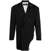 Sacouri Virgin Wool Raw Cut Peak Lapel Double-Breasted Blazer Barbati