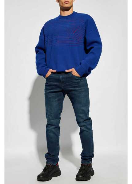 Pulovere Diesel Red Tag Jacquard Wool Blend Crew Neck Sweater Blue Barbati (BM 19247429) 2