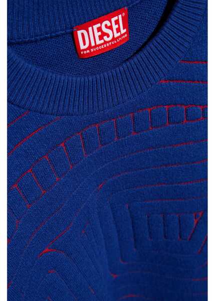 Pulovere Diesel Red Tag Jacquard Wool Blend Crew Neck Sweater Blue Barbati (BM 19247429) 5