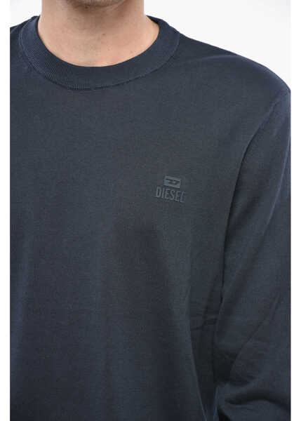 Pulovere Diesel Crew Neck Cotton Sweater With Embossed Logo Blue Barbati (BM 19247432) 3